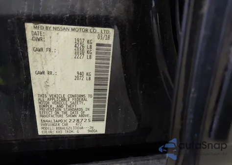 2018 Nissan Altima 2.5/S/Sv/Sl/Sr from USA, damaged, VIN 1N4AL3AP0JC228725